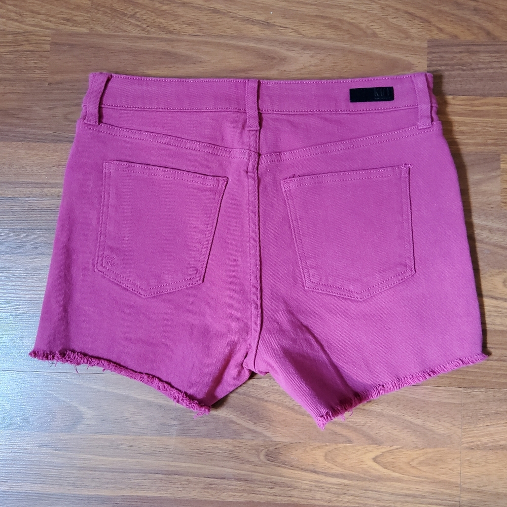 Kut from the Kloth Janne High Waist Shorts Hot Pink Size 6 NWT - Picture 2 of 8